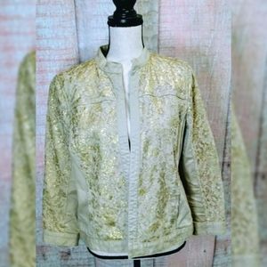 Chico's Platinum Jacket Size 1 M Metallic Denim